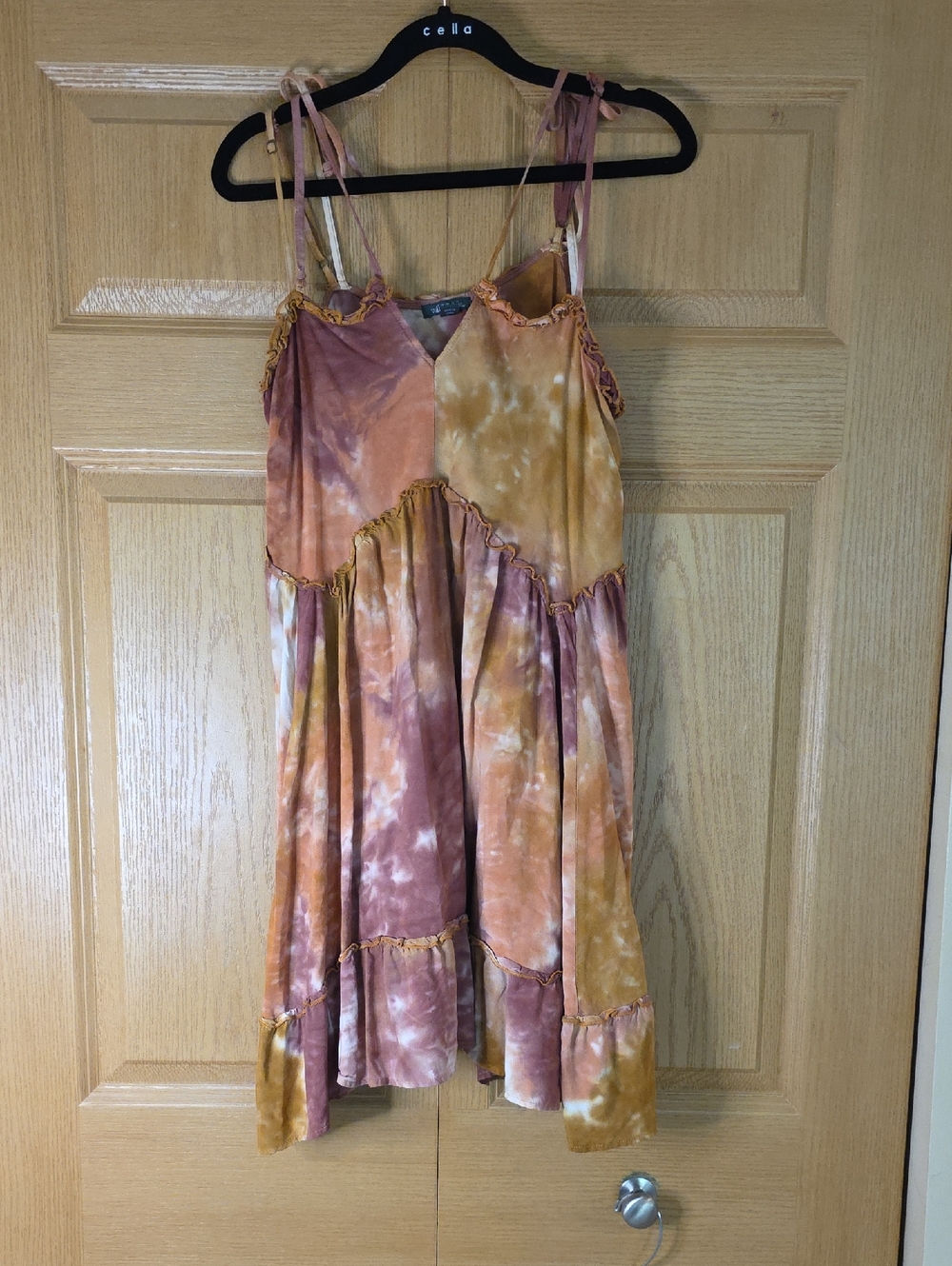 wild fable Tie-Dye Tiered Sundress - Pink & Orange & Yellow‎ Sz L